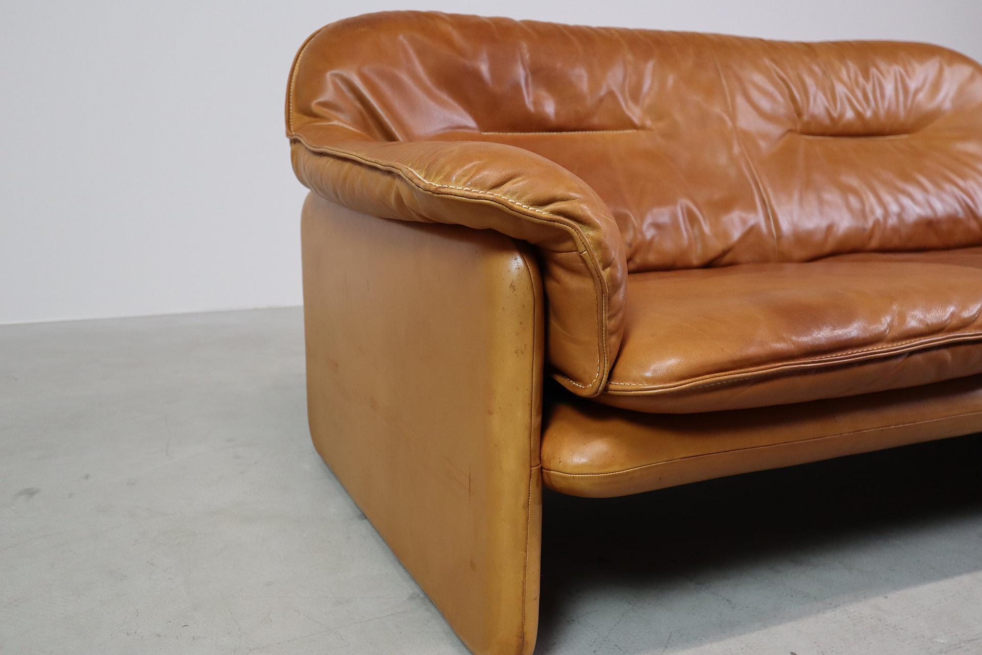 Canapé DS-16 en cuir cognac de De Sede