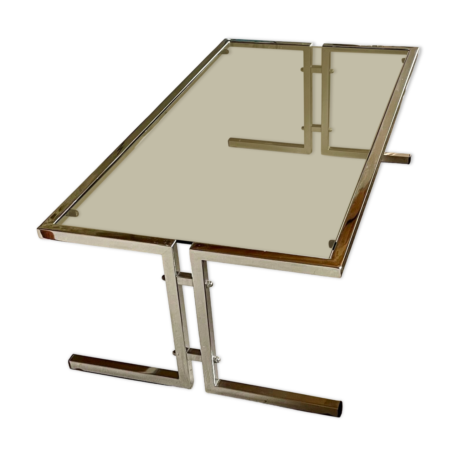 Vintage chrome and glass lounge table 1970