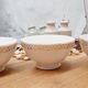 Set 3 bols faience blanc et or