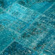 Handwoven oriental overdyed 171 cm x 244 cm turquoise patchwork rug