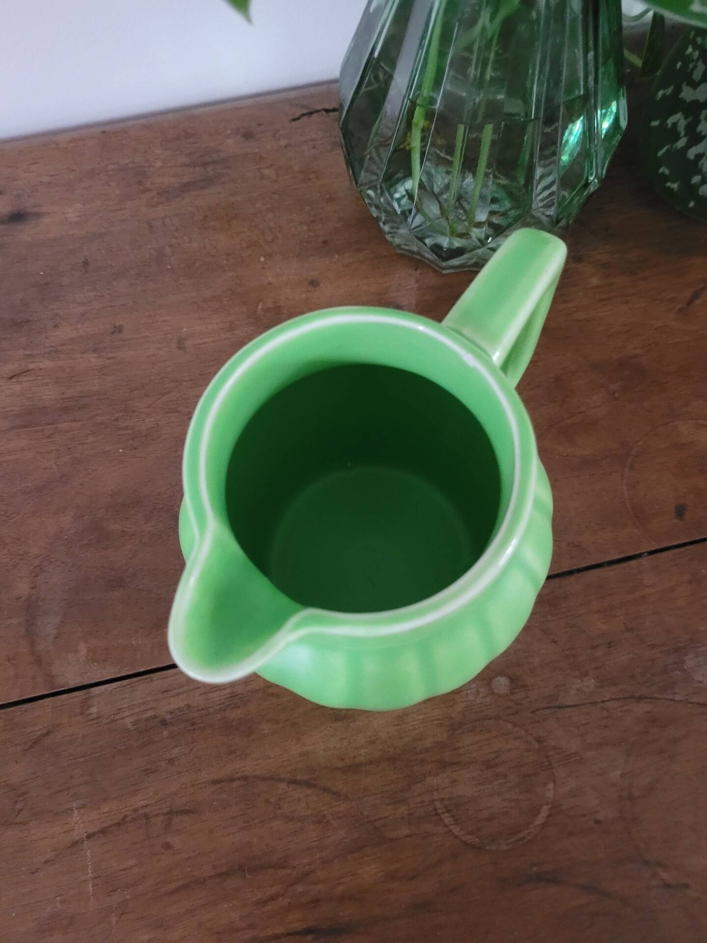 Green ceramic jug