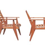 Paire de fauteuils bois