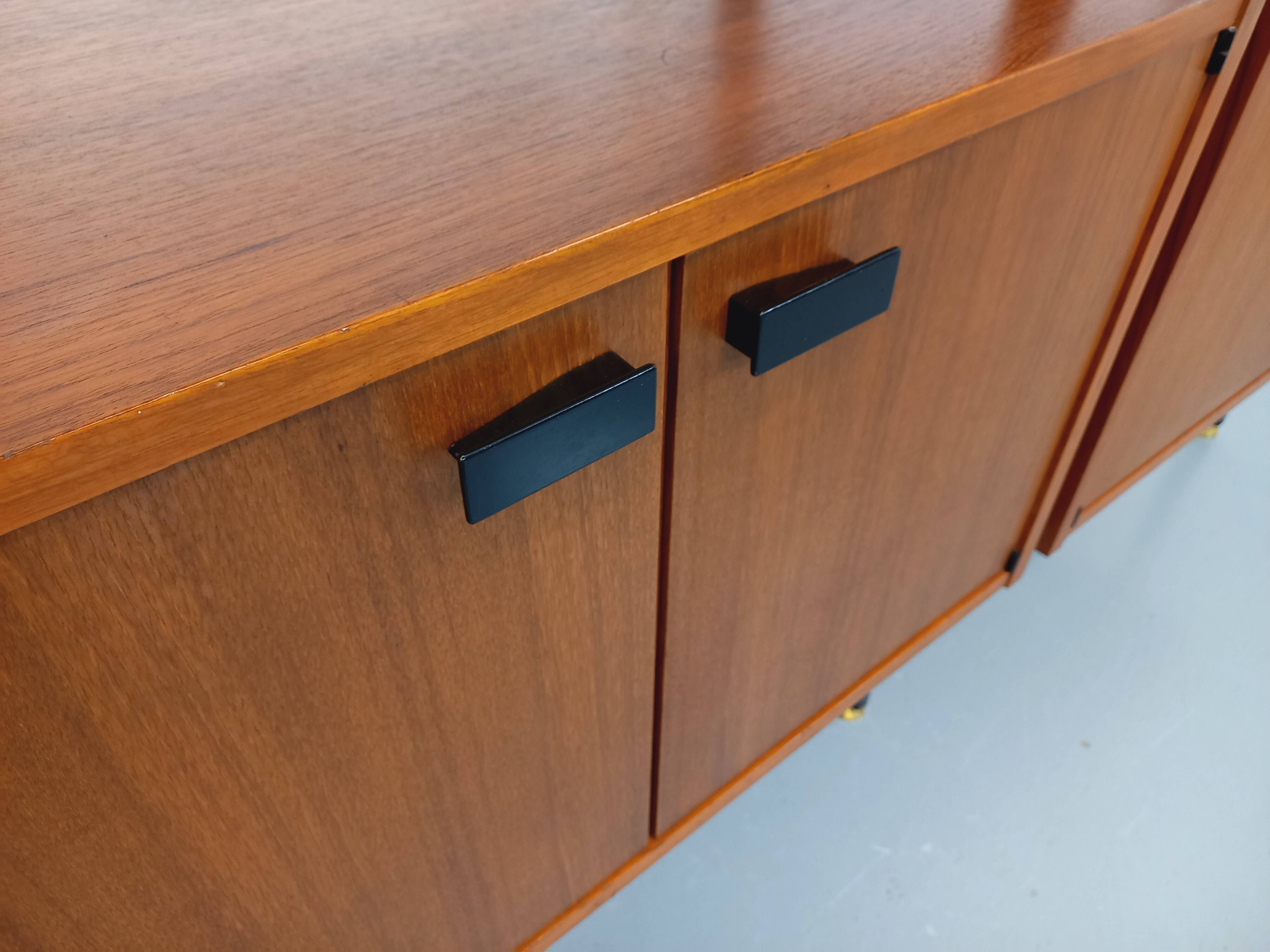 Vintage Italian double modular shelf bookcase in teak and metal