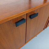 Vintage Italian double modular shelf bookcase in teak and metal