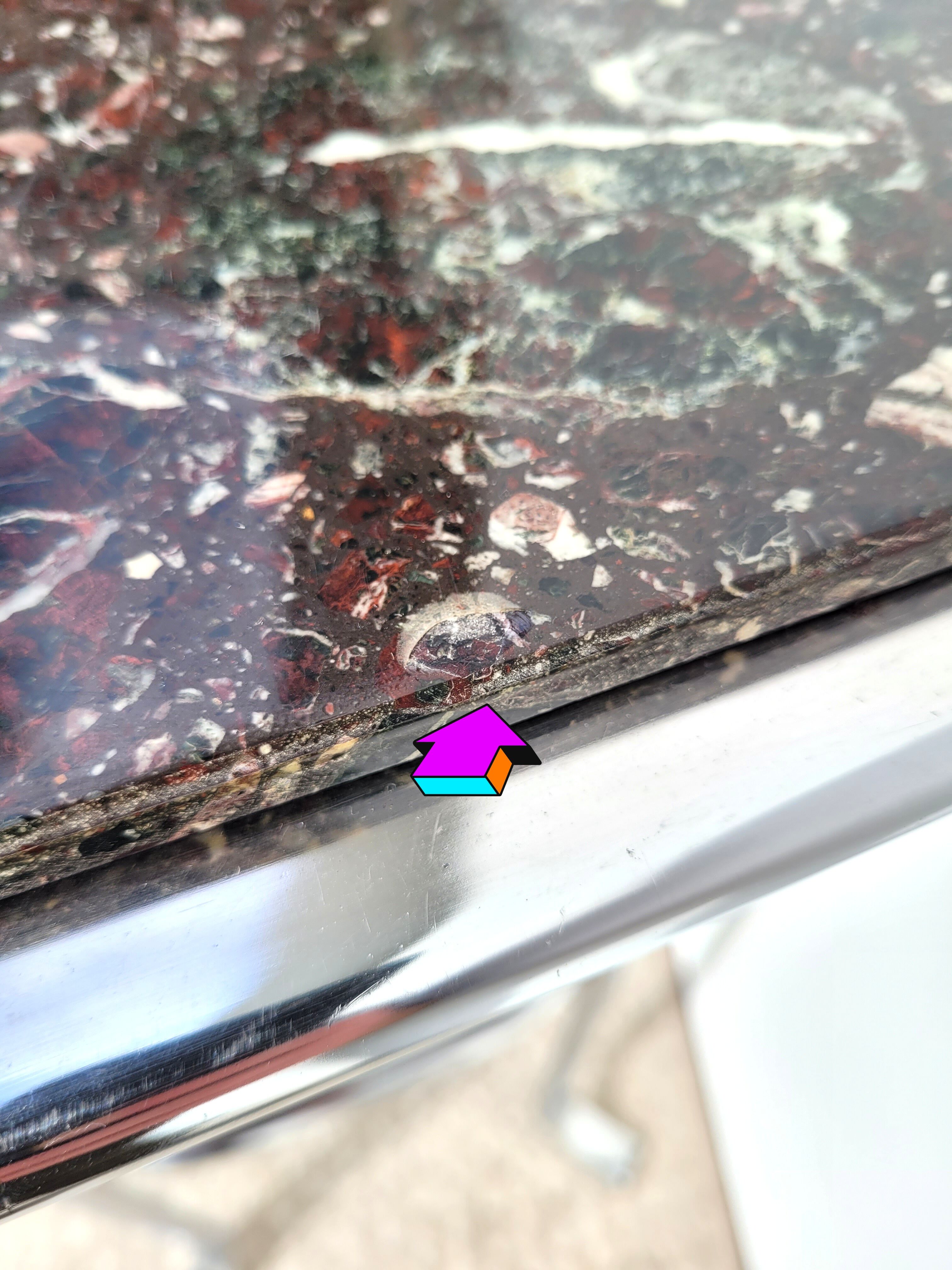 Table harness pedestal table chrome marble 1970