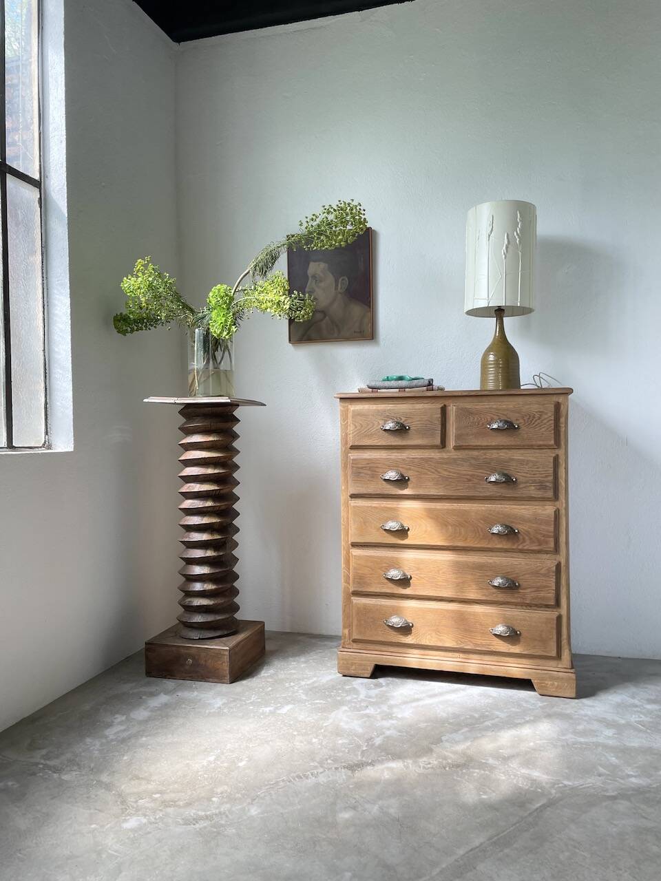 1950 oak chiffonier chest of drawers