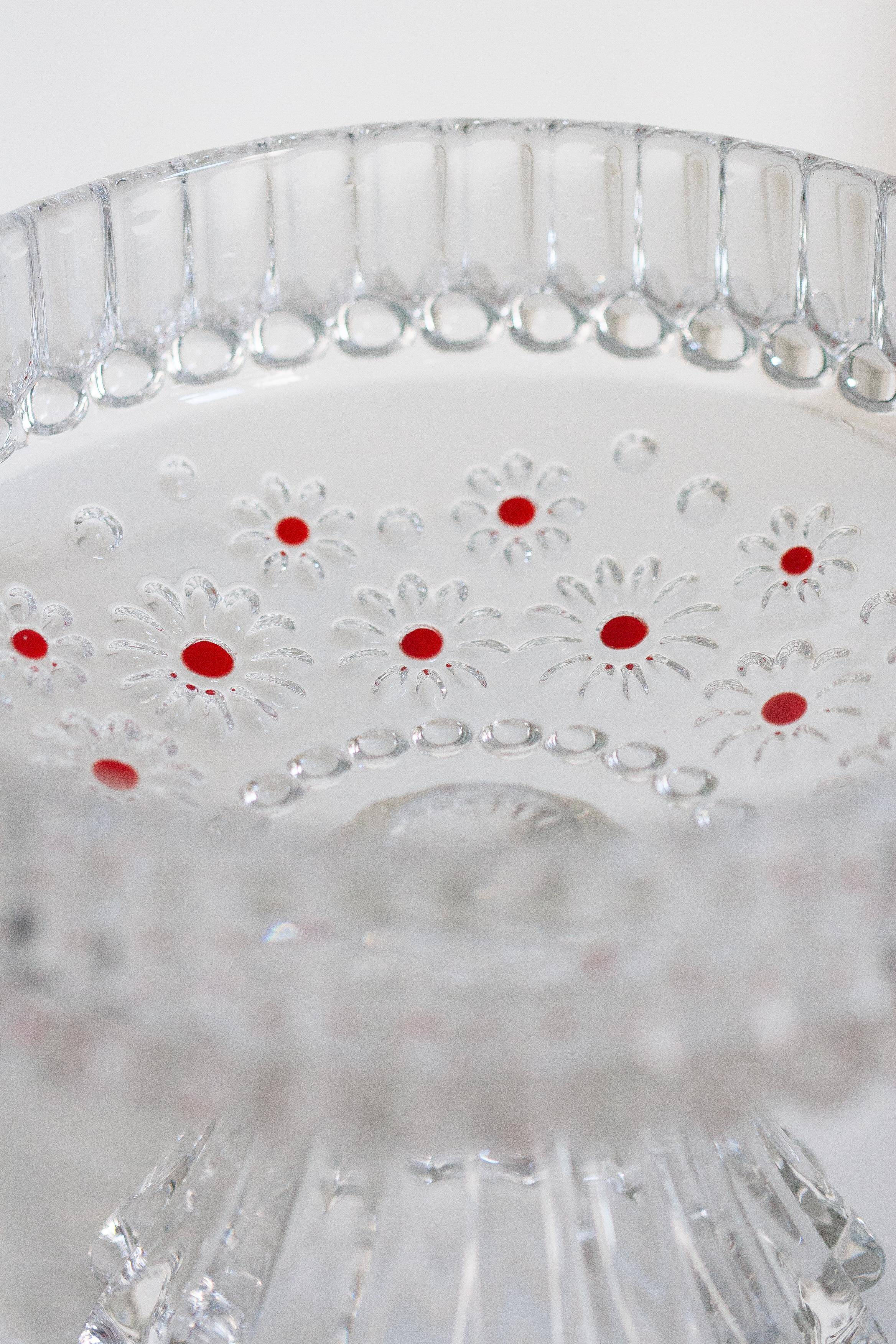 Vintage transparent crystal glass decorative plate, Italy, 1960s.