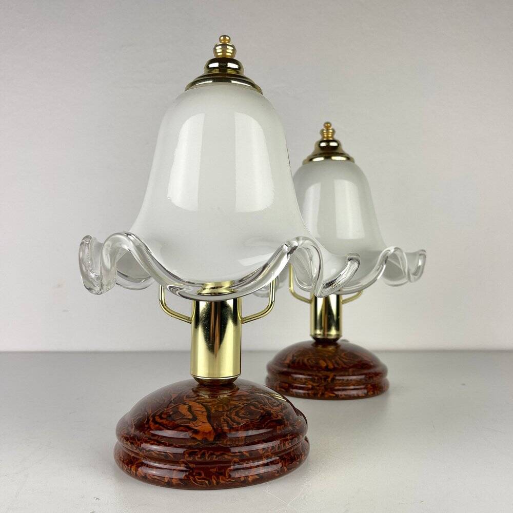 Vintage Italian table lamps in Murano glass, 1980s, set of 2.