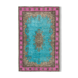 Handmade anatolian 1970s 209 cm x 326 cm turquoise rug