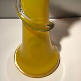 Soliflore vase in twisted yellow glass from the 60s/70s