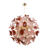 Italian Sputnik Chandelier in Pink and Ruby Murano Glass and Brass
