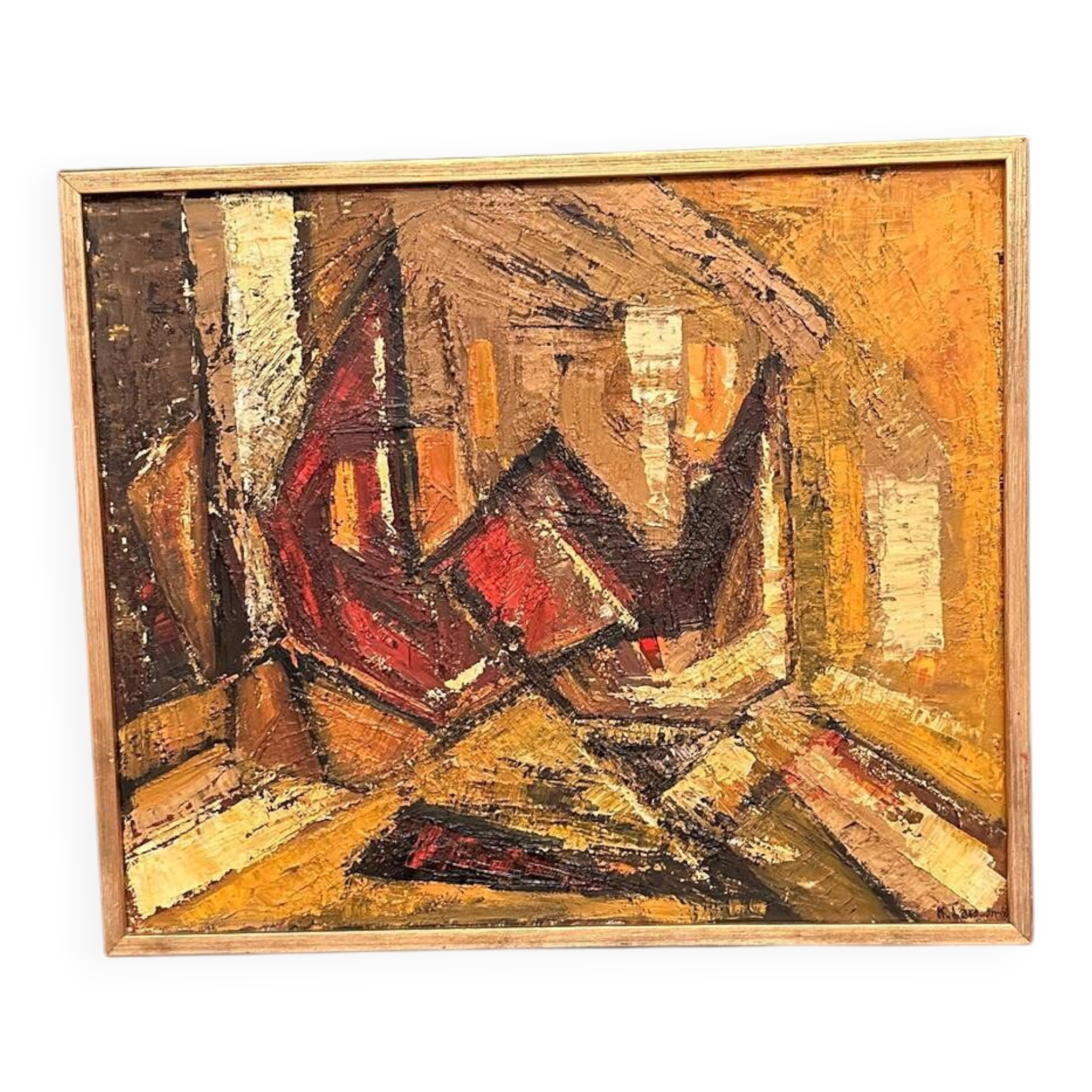 Original Swedish Oil on Panel – “Komposition” by Kenneth Larsson – Signed