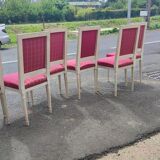 Series of 6 Louis XVI style chairs matte white laque