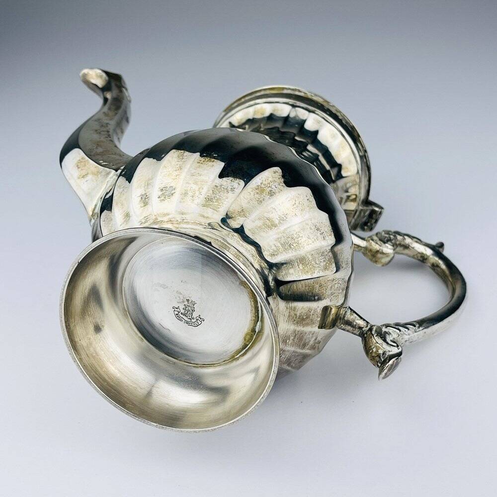 Vintage silver-plated coffee pot by Royal Sheffield, England, 1950s.
