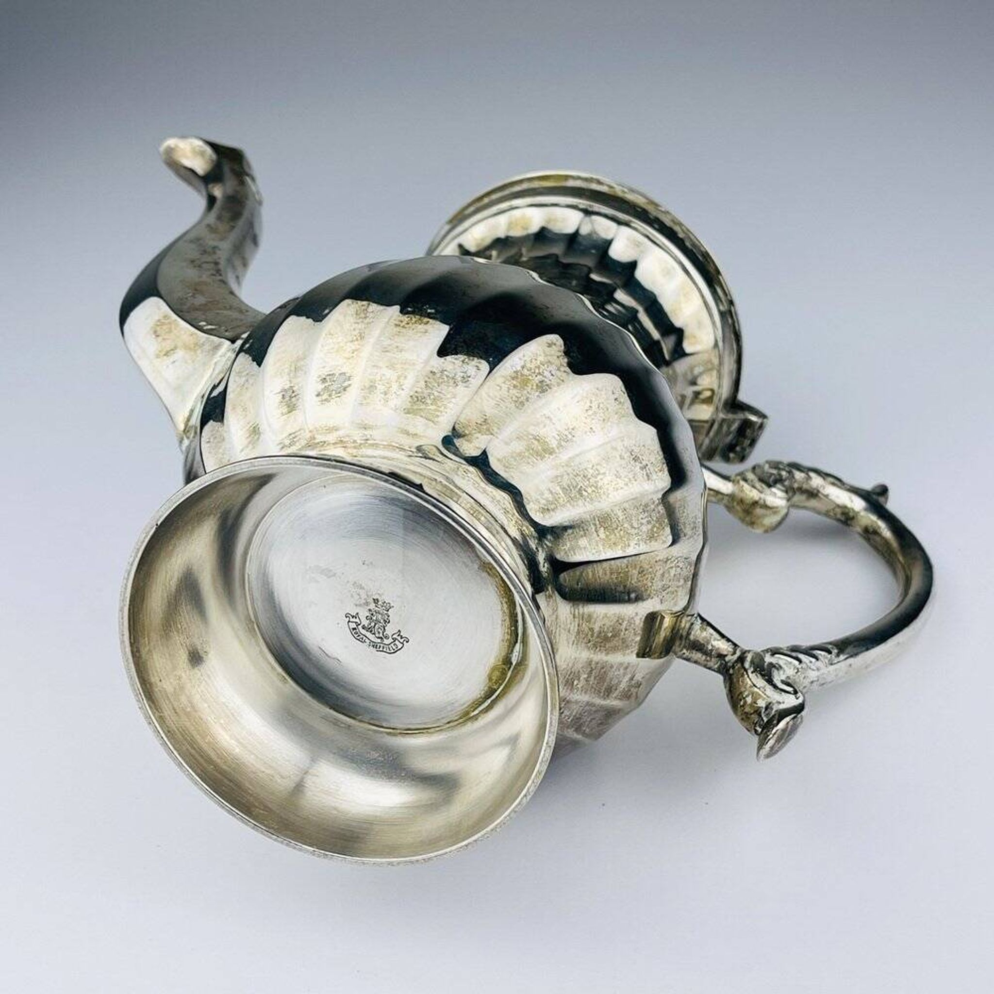 Vintage silver-plated coffee pot by Royal Sheffield, England, 1950s.