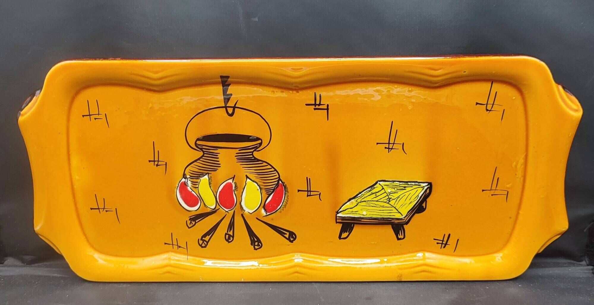 Vintage ceramic cake plate Poët-Laval 1960s