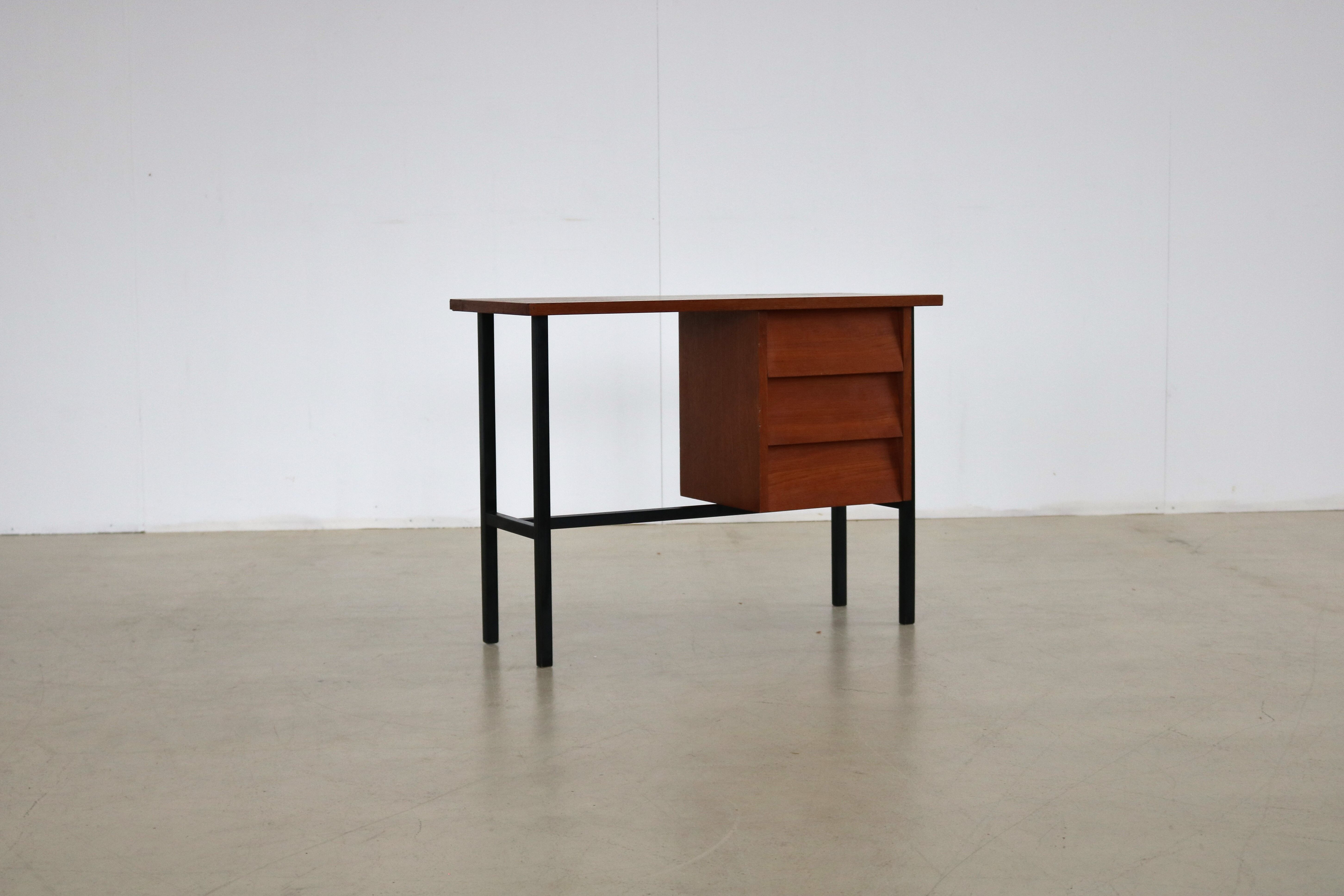 Vintage teak metal sidetable