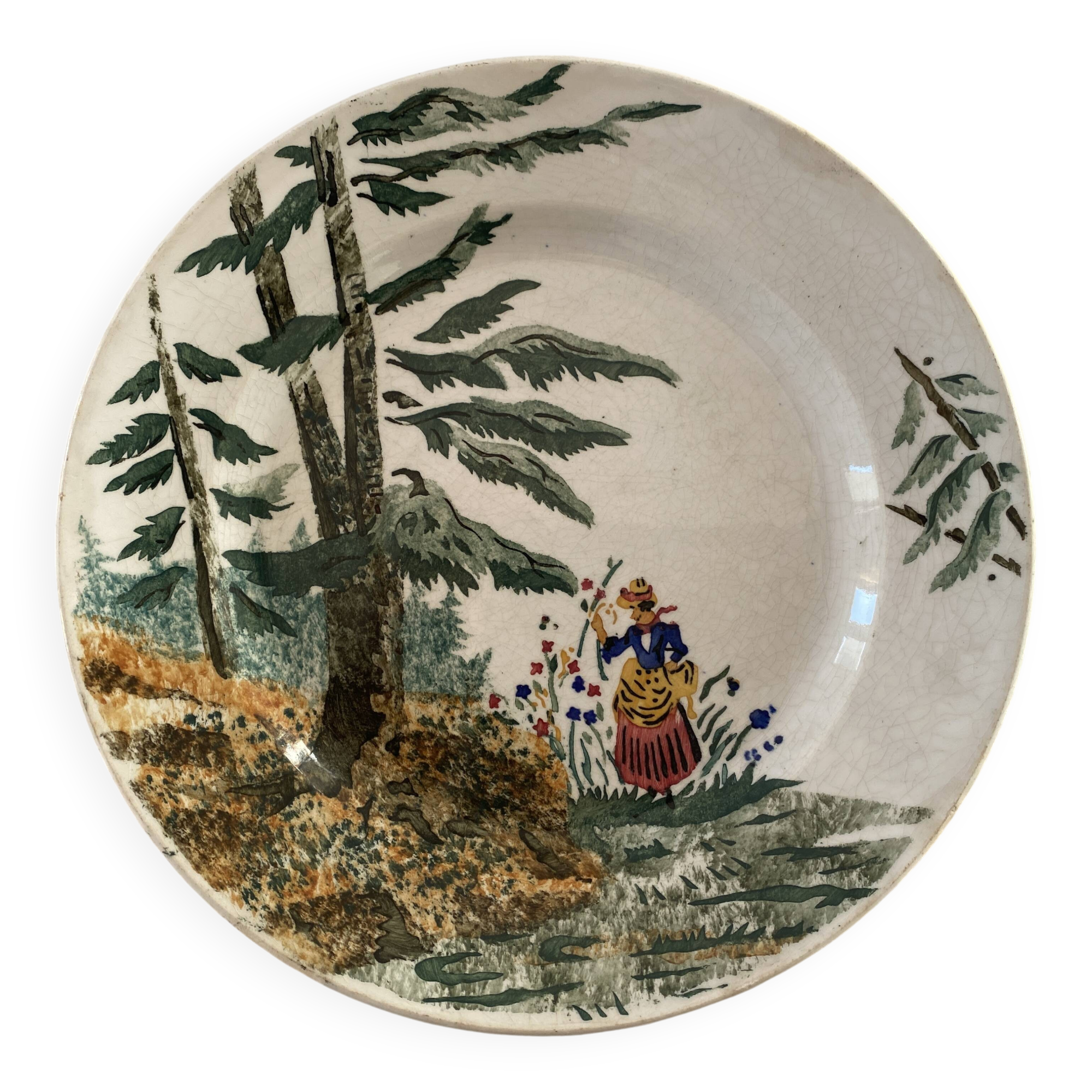 Beautiful hand-decorated plate - Gien - Opaque porcelain - 26cm