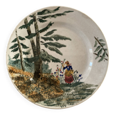 Jolie hand-decorated plate - Gien - Opaque porcelain - 26cm