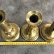 Set of 3 old brass copper zipper candlesticks