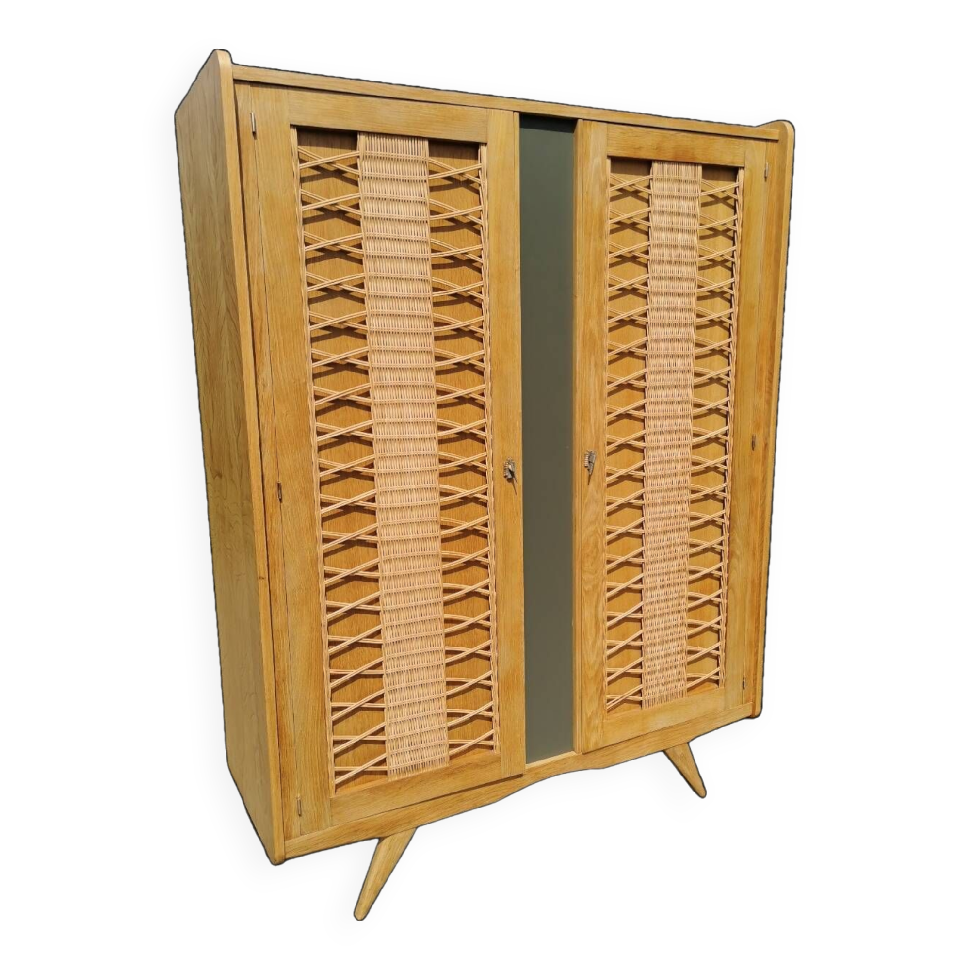 Oak and Rattan wardrobe