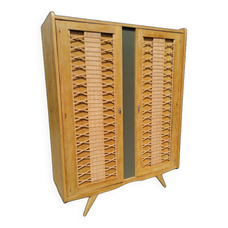 Armoire chêne et Rotin