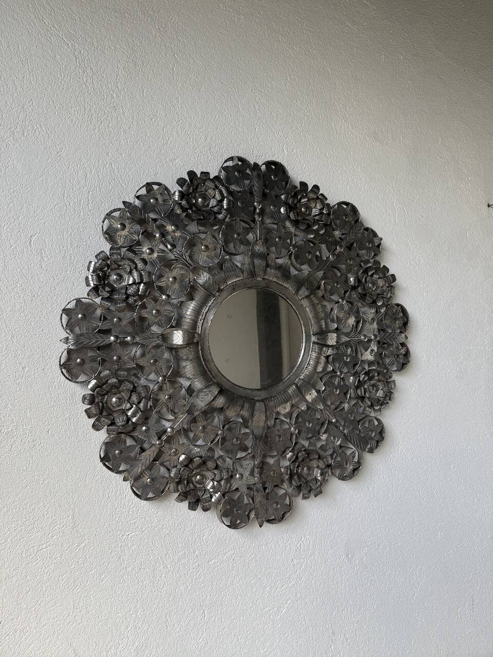 Vintage Mexican metal large mirror
