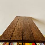 Vintage side table in wood and wrought iron