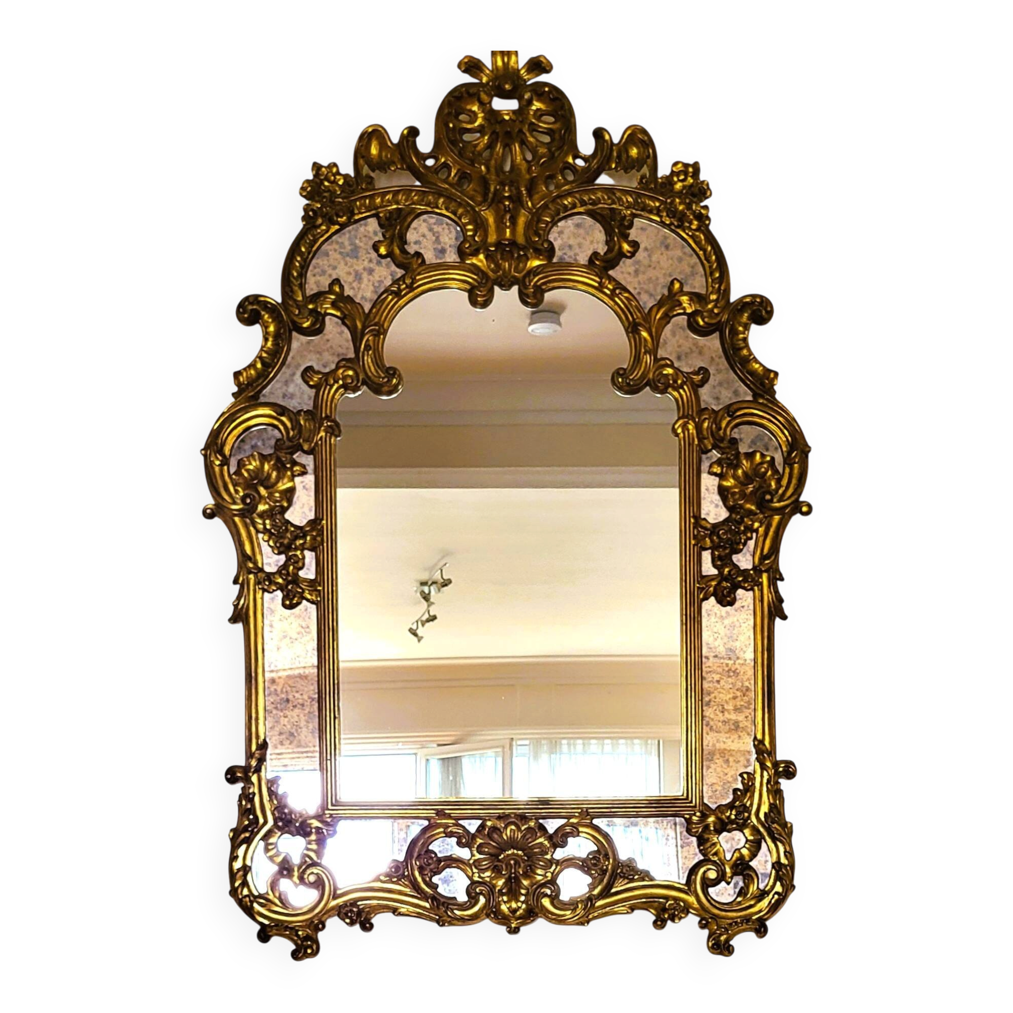 Large Louis XVI style mirror with shutters in perfect condition.