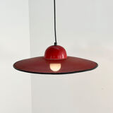 Red suspension lamp in perforated metal, 1970