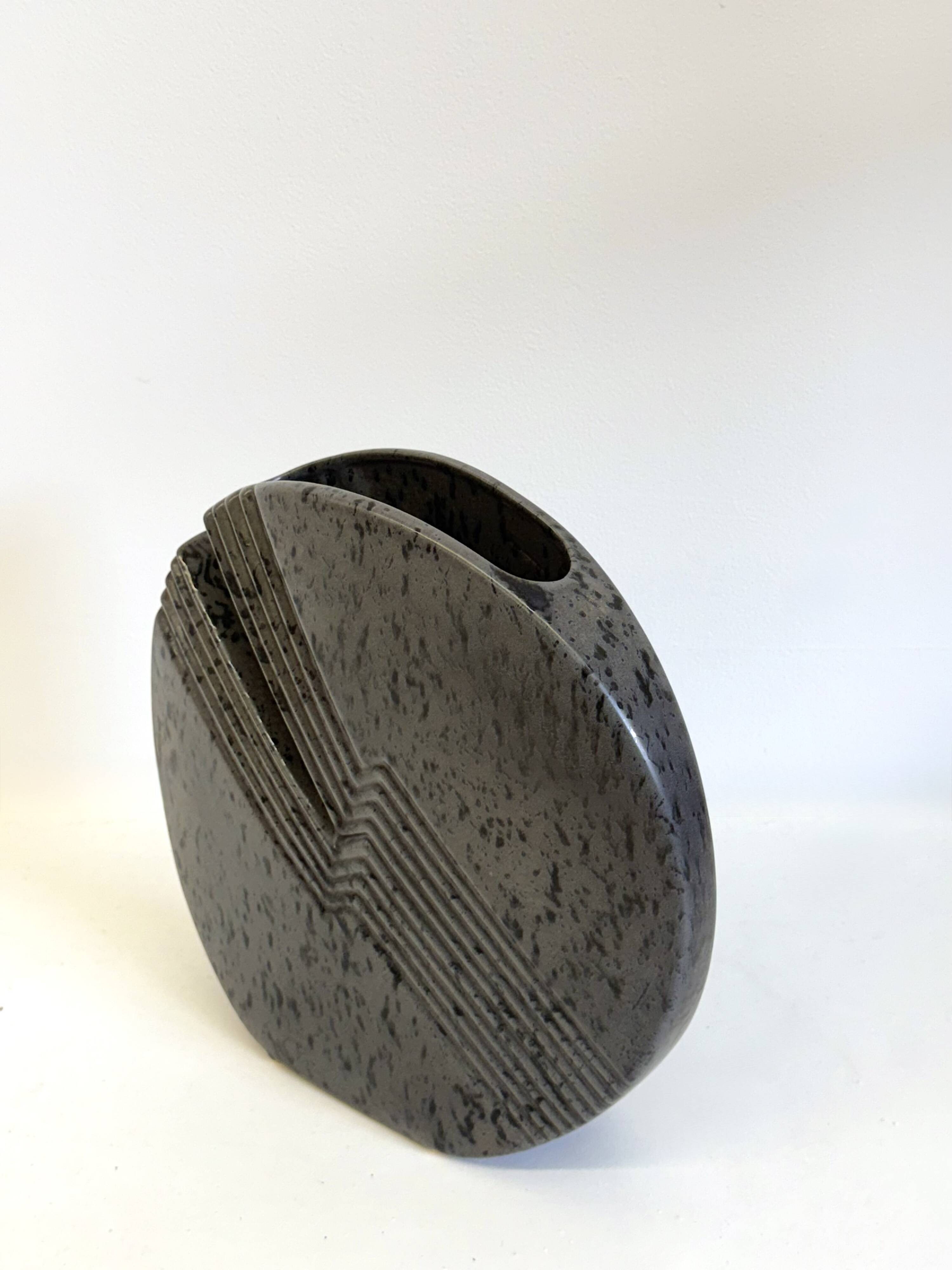 Dark gray ceramic vase by Nereo Boaretto