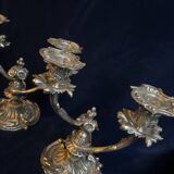 Paire de chandeliers bronze argenté XIX eme