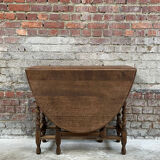 Antique Oak Oval Drop-Leaf Table with Barley Twist Legs – Gateleg Tabl