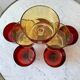 Set of 8 champagne glasses in amber colored glass and garnet 70s
