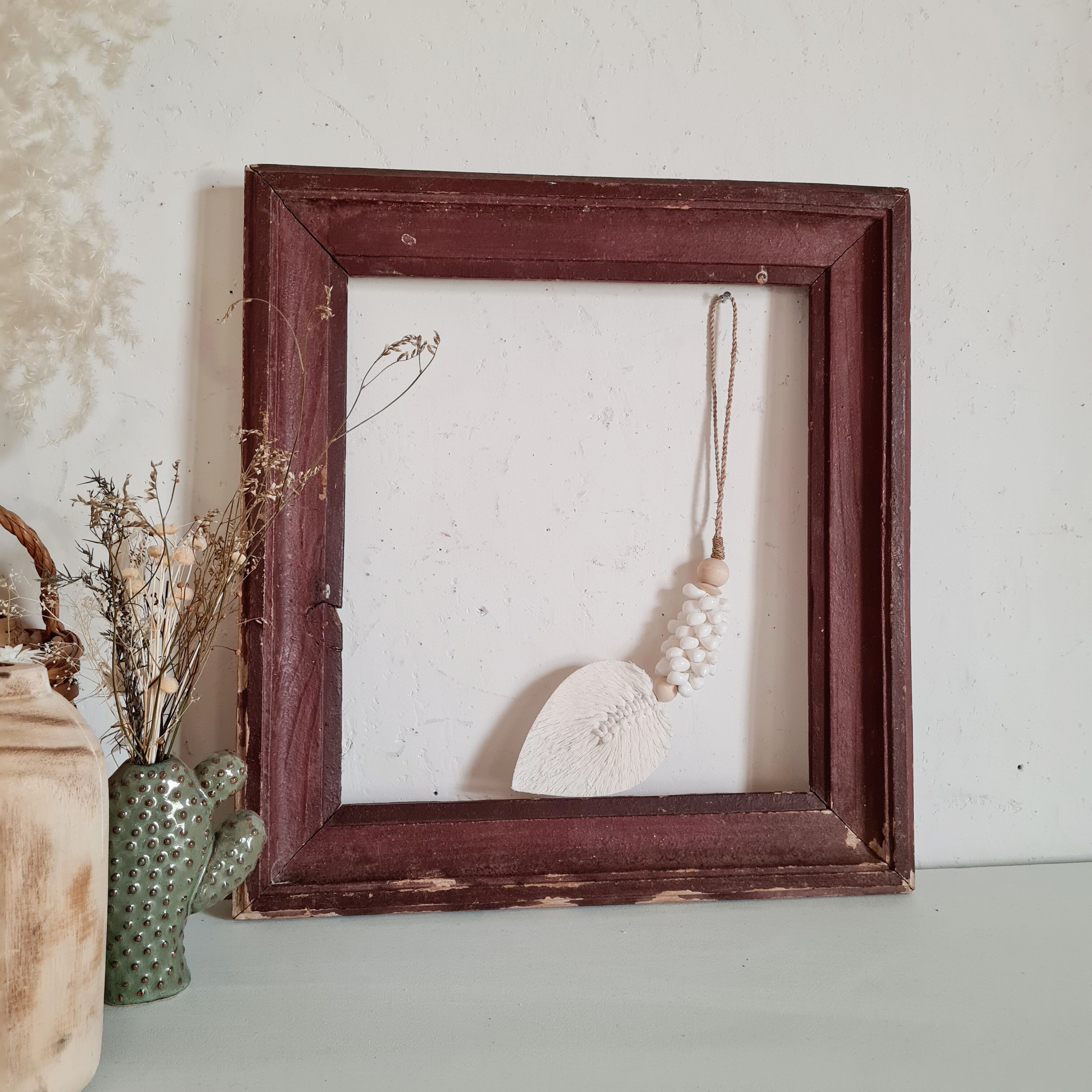 Old frame wood dark burgundy color