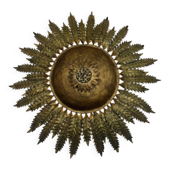 Large wall sconce "Sol" in gilded wrought iron – Spain, 1950s