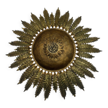 Large wall sconce "Sol" in gilded wrought iron – Spain, 1950s