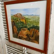 Old painting jean laville st germain roussillon + wooden frame