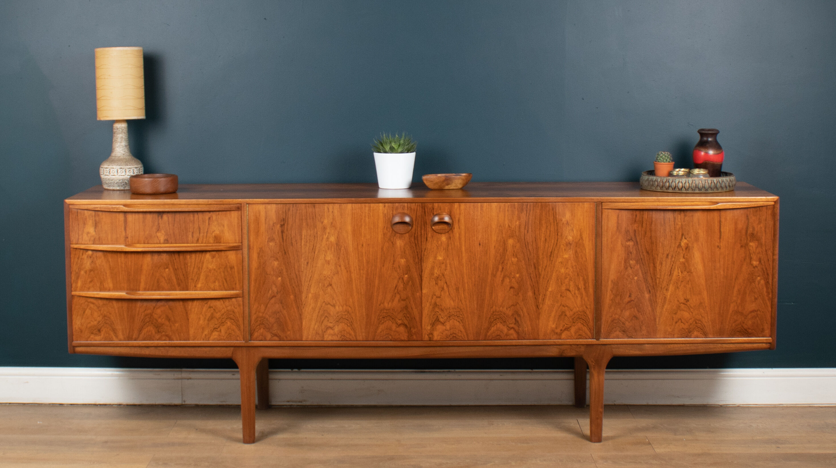 Retro 1960s restored long rosewood mcintosh torpedo sideboard