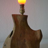 Modernist brutalist lamp free form years 60 olive wood
