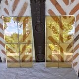 Pair of amber stained glass windows