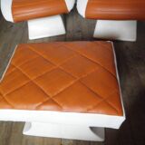rare bucket chair set with vintage footrest