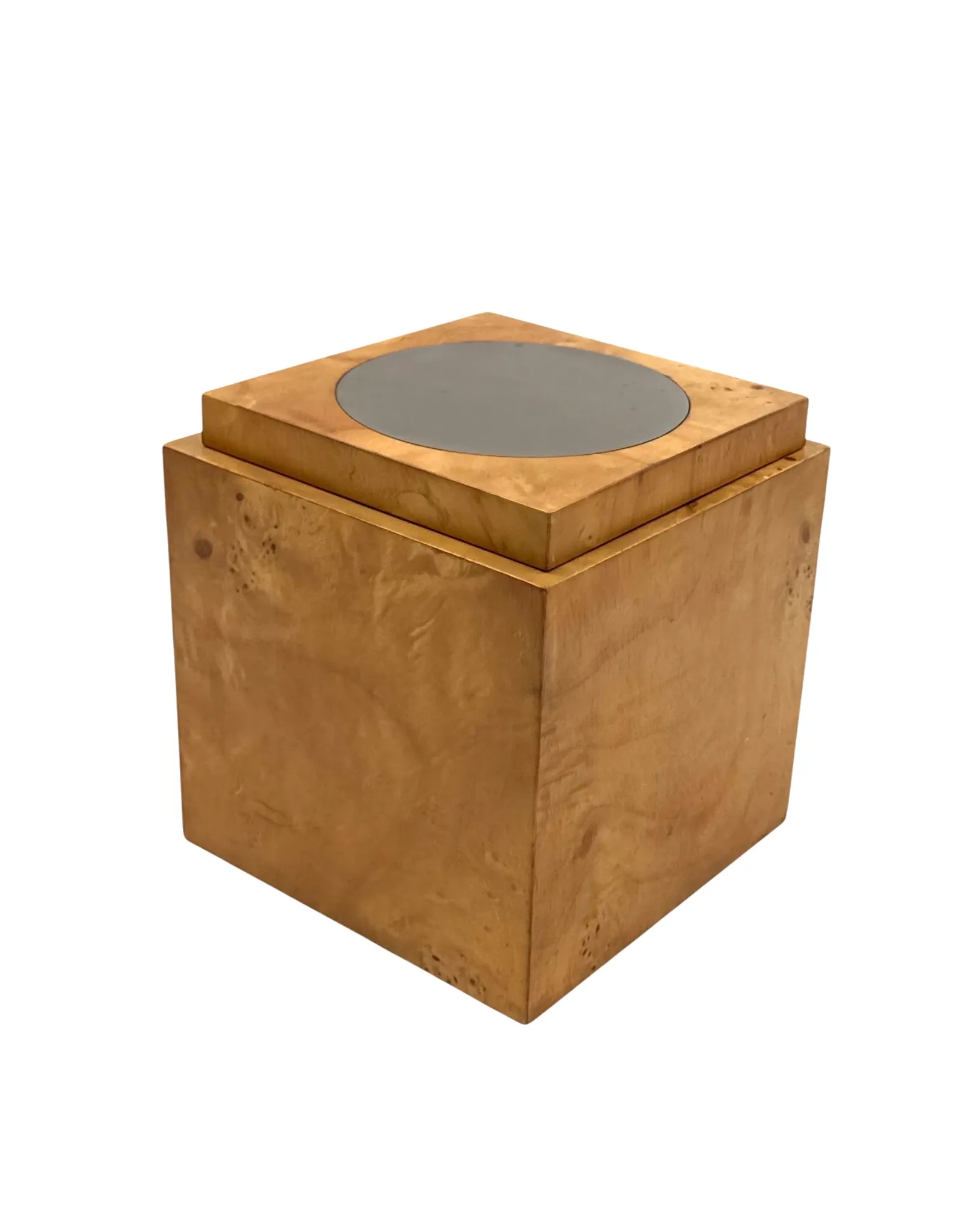 Tommaso Barbi, Mid-century burl ice bucket, TB Italy, ca. 1970