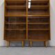 Library or display cabinet with 4 modules in light oak, France around 1960.