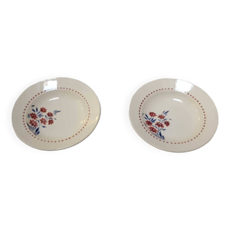 2 old soup plates half porcelain Badonviller earthenware Ø22.5 Lot F