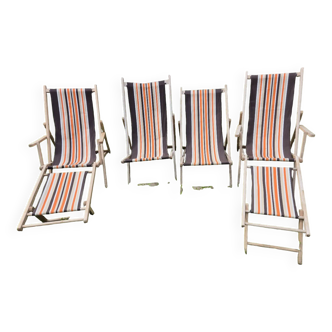 Set of 4 vintage deck chairs