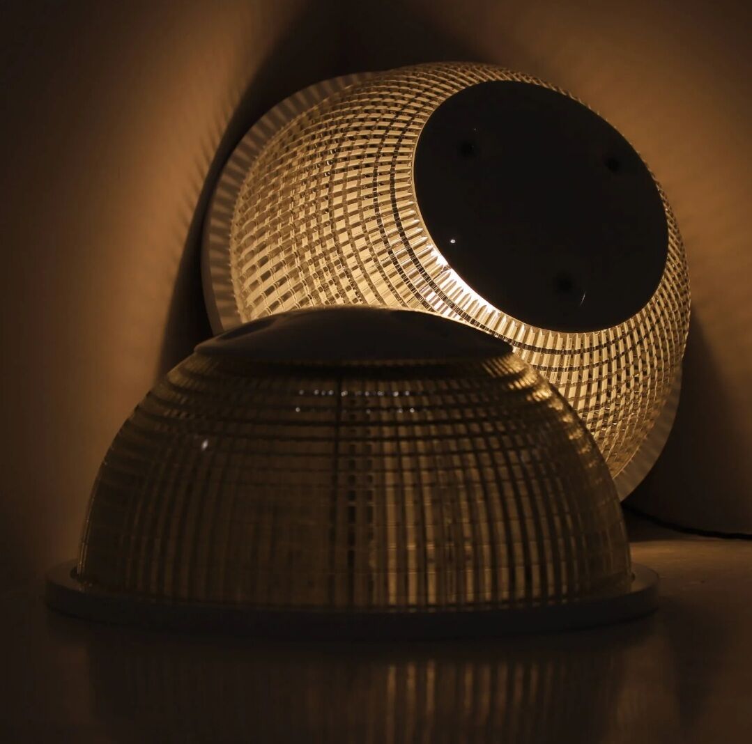 White Holophane wall light