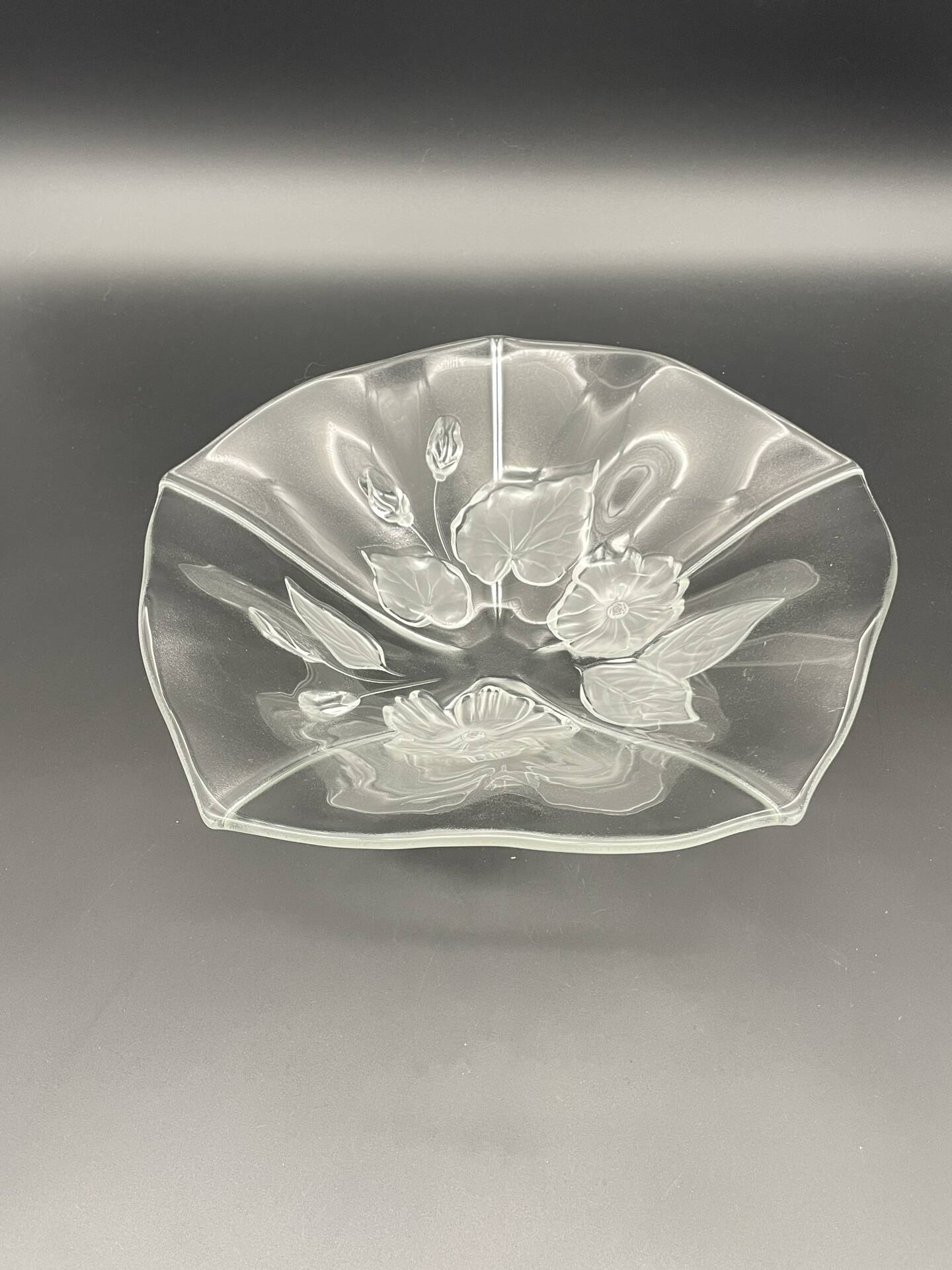 Large vintage Evita flower-patterned glass bowl – Walther Glas Allema