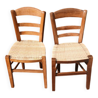 Pair of caned church chairs