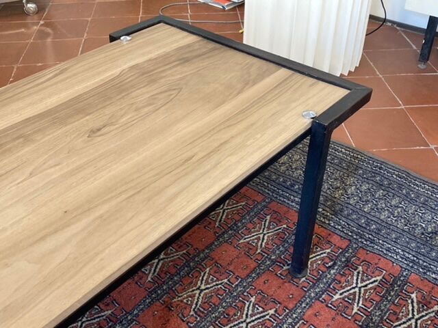 Steiner steel and walnut coffee table